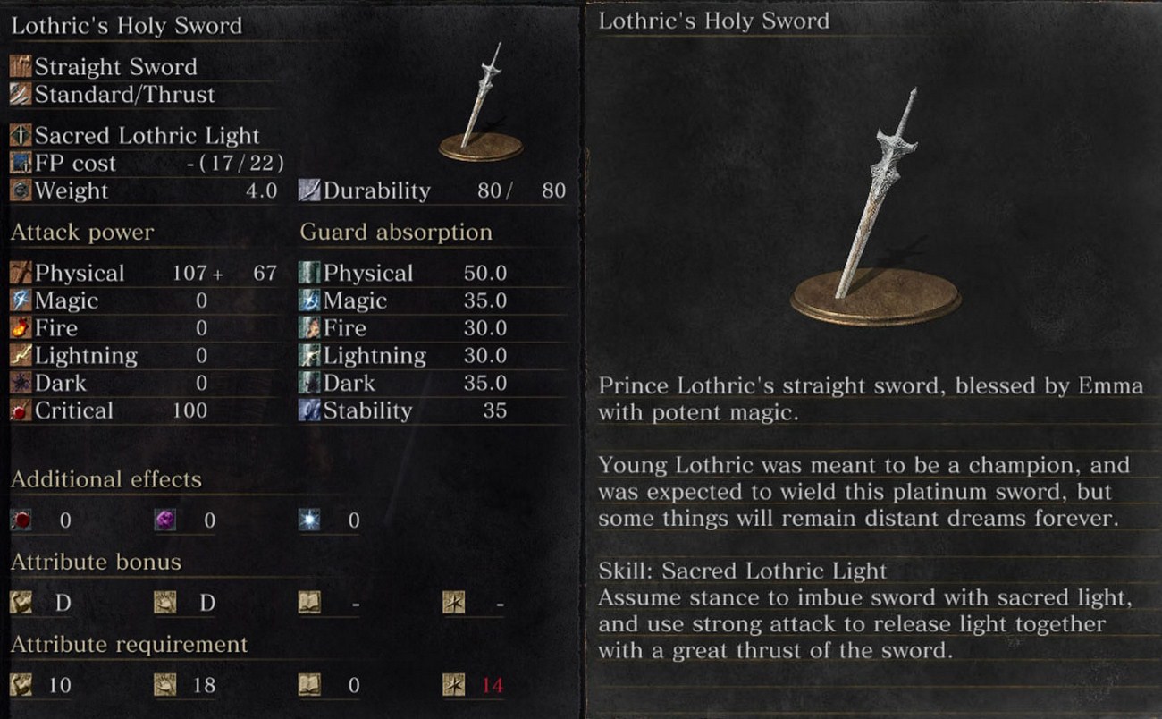 Святой меч Лотрика (Lothric’s Holy Sword) - наносит физический урон и требу...