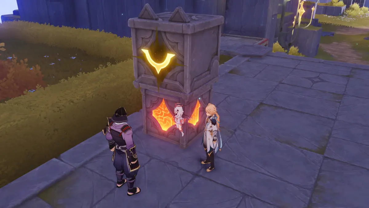 Сога Сумида-но-рю Сакон Сигэхира в Genshin Impact: загадка с кубами и платформами